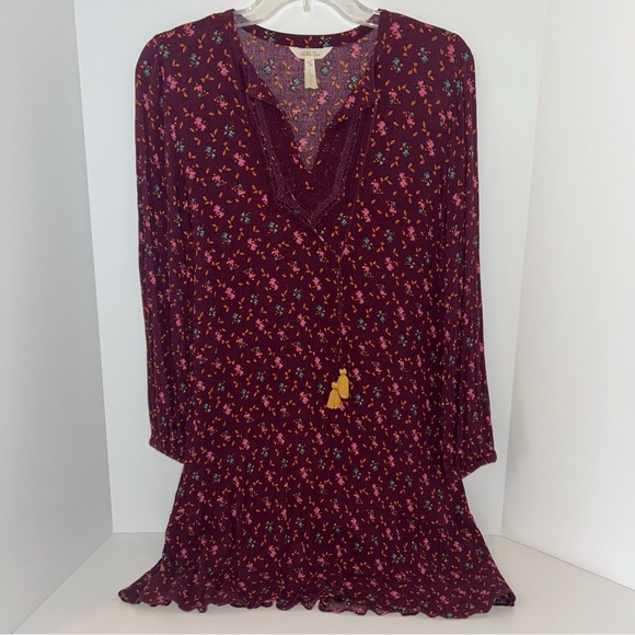 Matilda Jane Dresses & Skirts - Matilda Jane womens Local Luxuries floral boho burgundy long sleeve dress size M